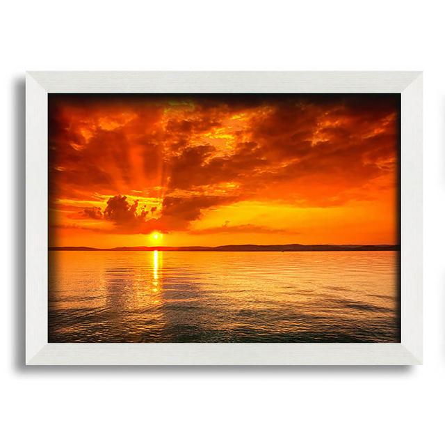 Stunning Sun Ray Ocean Framed Print Wall Art House of Hampton Size: 42cm H x 59.7cm W x 10cm D, Format: White Framed Paper on Productcaster.