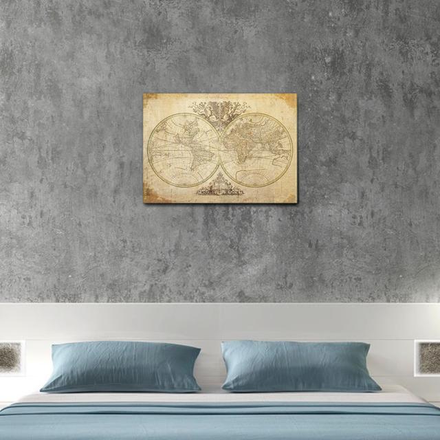 Breakwater Bay-Vintage World Map 1691-Horizontal Breakwater Bay Format: Plastic/Acrylic, Size: 100cm H x 140cm W on Productcaster.