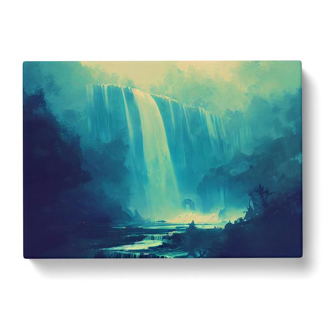 Contemporary Waterfall - Wrapped Canvas Painting Alpen Home Size: 50cm H x 76cm W x 3cm D on Productcaster.