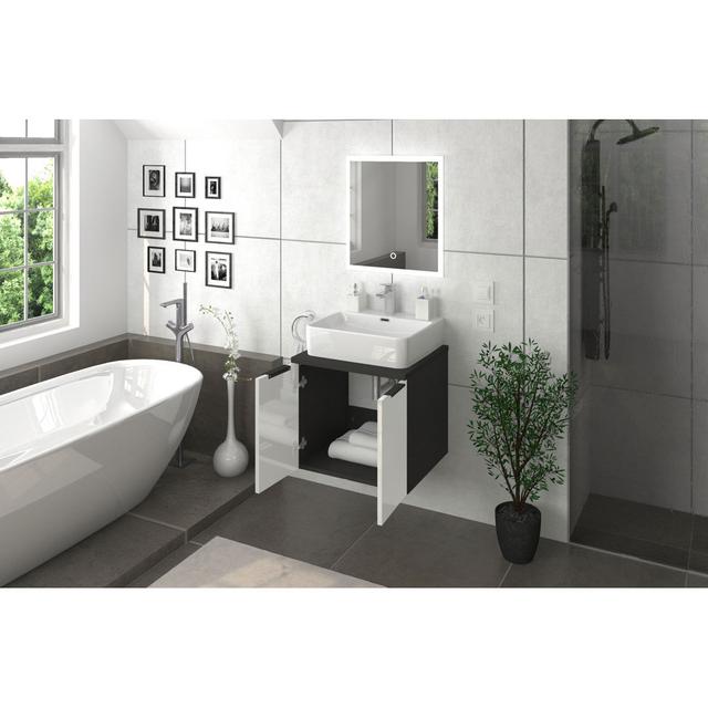 Navan Bathroom Furniture Suite Ebern Designs Furniture Finish: Anthracite/High -gloss light gray/Anthracite on Productcaster.