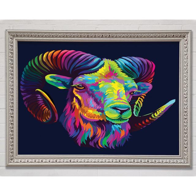 The Horned Goat Vibrant - Print Bright Star Size: 21cm H x 29.7cm W x 3cm D on Productcaster.