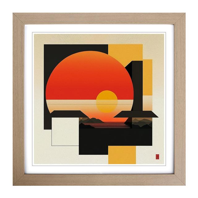 Japanese Sunset Suprematism - Single Picture Frame Art Prints on Wood Metro Lane Frame Colour: Oak on Productcaster.