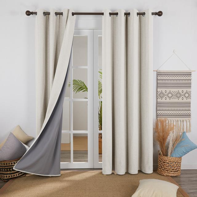 Alhamdi Polyester Blackout Grommet / Eyelet Curtain Pair Ebern Designs Curtain Colour: Cream, Panel Size: 117cm Width x 138cm Drop on Productcaster.