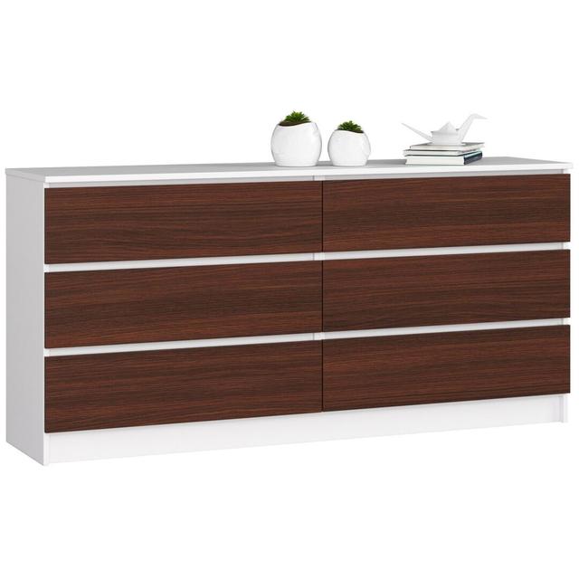 Elree 6 Drawer 160cm W Double Dresser 17 Stories Colour: White/Venge on Productcaster.