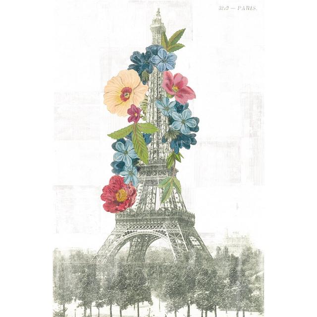 Floral Eiffel Tower by Wild Apple Portfolio - Wrapped Canvas Print Rosalind Wheeler Size: 46cm H x 30cm W on Productcaster.