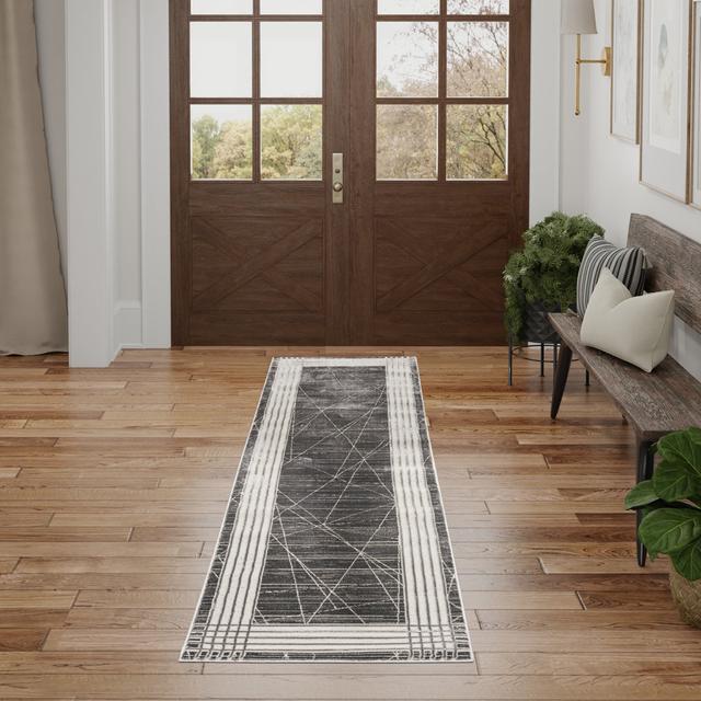 Machaela Machine Woven Grey/White Rug Ebern Designs Rug Size: Runner 69 x 229cm on Productcaster.