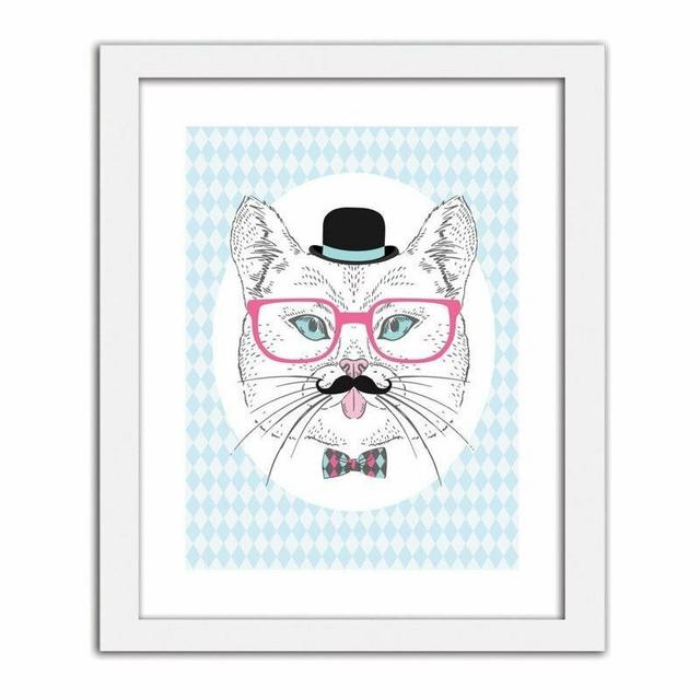 Gerahmtes Poster The Cat In The Bowler Hat ModernMoments Größe: 40 cm H x 30 cm B x 3 cm T on Productcaster.