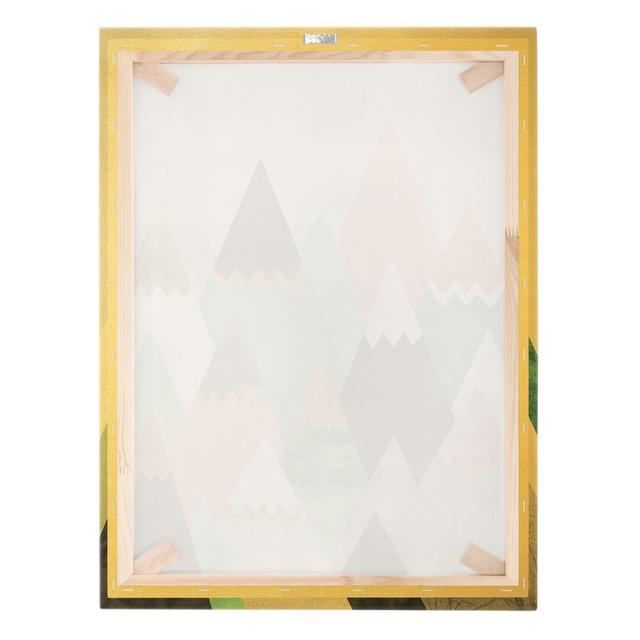 Triangular Mountains with Gold Tips by Elisabeth Fredriksson - Wrapped Canvas Graphic Art Corrigan Studio Format: 260g/m² canvas, Size: 100cm H x 75cm on Productcaster.