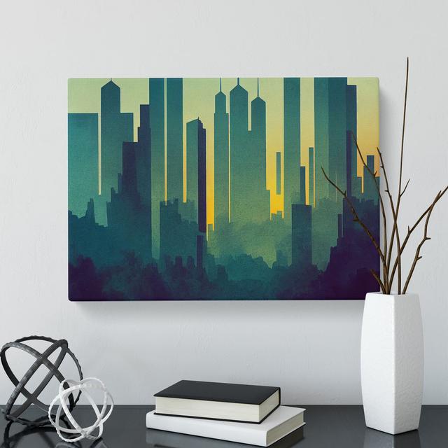 XXX-H1022-WF-8367X Striking City Skyline Architecture - Wrapped Canvas Print 17 Stories on Productcaster.