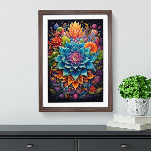 Mandala Hard Edge Painting No.2 - Single Picture Frame Print on Wood Latitude Vive Format: Walnut Framed, Size: 64cm H x 46cm W x 2cm D on Productcaster.