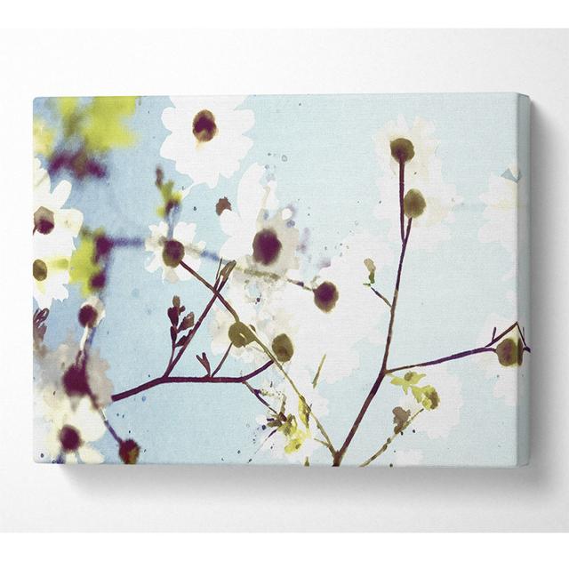 White Summer Flowers - Wrapped Canvas Art Prints ClassicLiving Size: 50.8cm H x 81.3cm W x 10cm D on Productcaster.