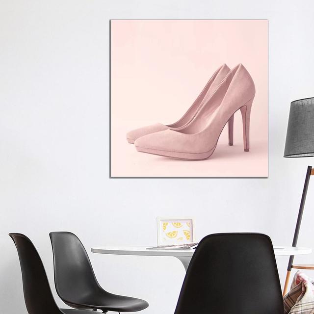 The Pink Heels by Caroline Mint - Print on Canvas Ebern Designs Format: Wrapped Canvas, Size: 93.98cm H x 93.98cm W x 1.91cm D on Productcaster.