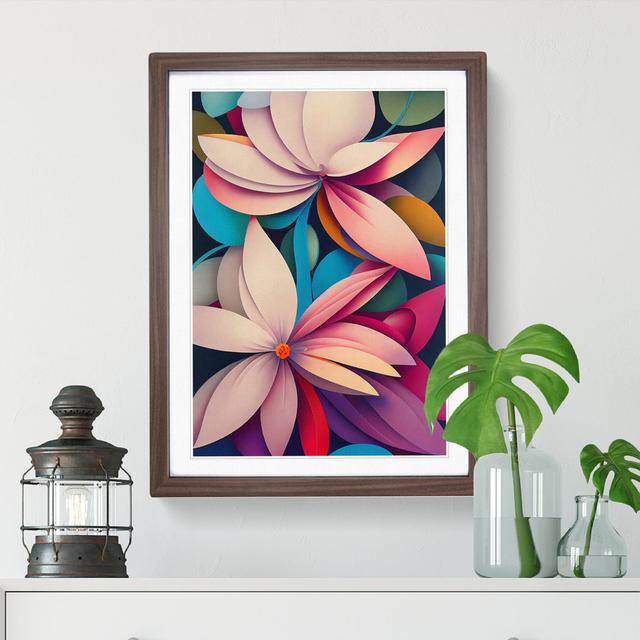 The Cosmopolitan Flowers Abstract - Picture Frame Graphic Art Marlow Home Co. Size: 34cm H x 25cm W x 2cm D, Frame Colour: Walnut Framed on Productcaster.