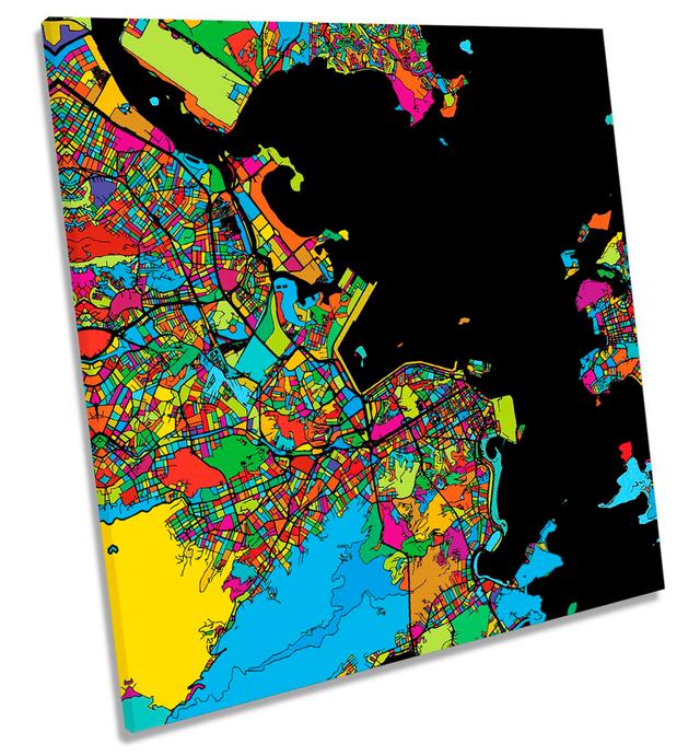 Rio De Janerio City Modern Map - Wrapped Canvas Print Ebern Designs Size: 91.4cm H x 91.4cm W x 4cm D on Productcaster.