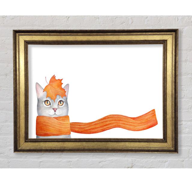 Katze mit orangefarbenem Schal - Druck Bright Star Größe: 59,7 cm H x 84,1 cm B x 8 cm T on Productcaster.