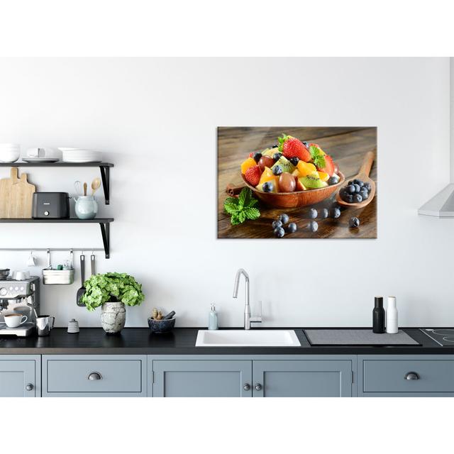 Bowl With Fresh Fruit - No Frame Print on Glass Brayden Studio Size: 70cm H x 100cm W on Productcaster.