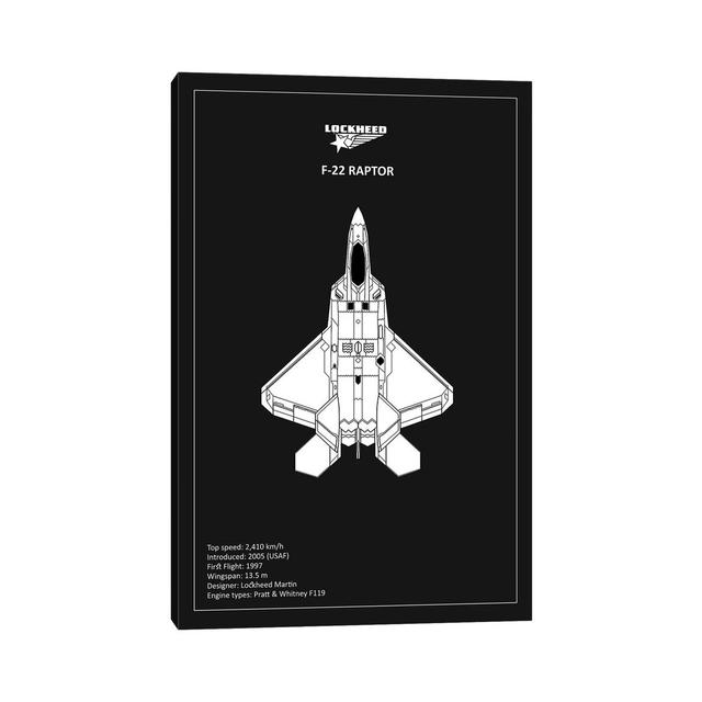 BP Lockheed F22 Raptor by Mark Rogan - Print on Canvas Williston Forge Size: 66.04cm H x 45.72cm W x 1.91cm D, Format: Wrapped Canvas on Productcaster.