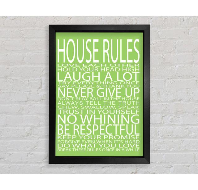 Family Quote House Rules Love Each Other Lime Green - Single Picture Frame Typography Bright Star Size: 118.9cm H x 84.1cm W on Productcaster.