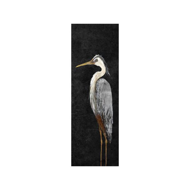 Heron on Black I by Julie Derice - Graphic Art Print on Canvas Highland Dunes Size: 182.88cm H x 60.96cm W x 3.81cm D, Frame Option: No Frame on Productcaster.