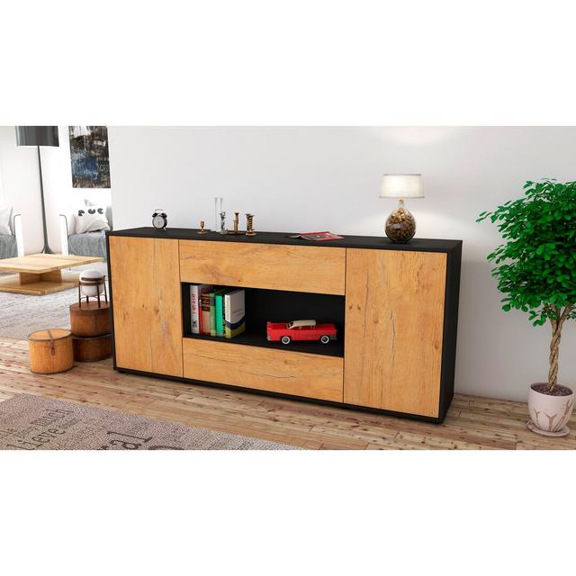 Escondido Sideboard Latitude Run Body/Front colour: Black/Oak on Productcaster.