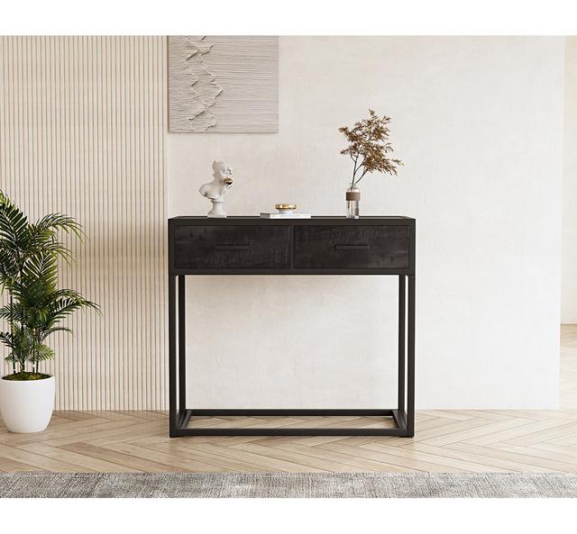 90cm Console Table Rousseau Table Top Colour: Mango Black on Productcaster.