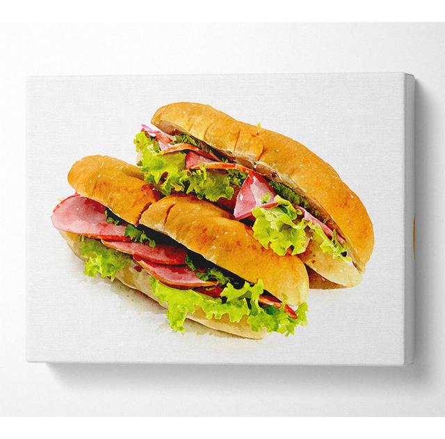 Ham Sandwiches - Wrapped Canvas Art Prints Latitude Run Size: 81cm H x 121.9cm W x 10cm D on Productcaster.