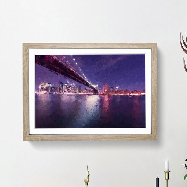 Brooklyn Bridge in New York City in Abstract - Picture Frame Painting Print East Urban Home Frame Option: Oak Framed, Size: 62cm H x 87cm W x 2cm D on Productcaster.