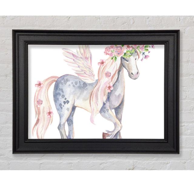 Unicorn Head Flowers - Single Picture Frame Print Happy Larry Size: 21cm H x 42cm W x 8cm D on Productcaster.