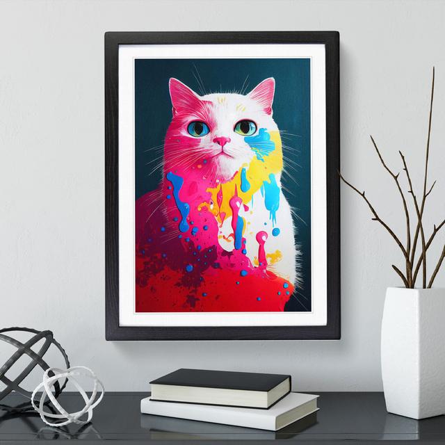 Cat in No.1 - Picture Frame Painting Latitude Run Frame Colour: Black, Size: 46cm H x 34cm W x 2cm D on Productcaster.