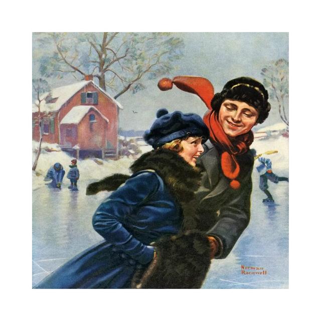 'Couple Ice Skating' by Norman Rockwell Print on Wrapped Canvas The Seasonal Aisle Size: 45.72cm H x 45.72cm W x 3.81cm D on Productcaster.