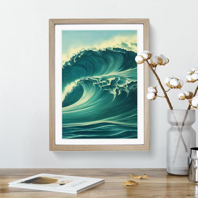 Ocean Wave No.5 House of Hampton Size: 34cm H x 25cm W x 2cm D, Frame Colour: Oak Framed on Productcaster.