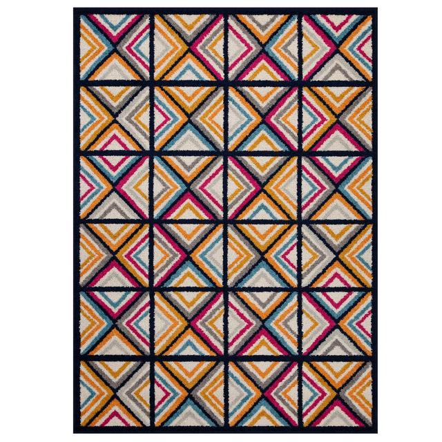 Yazmin Abstract Machine Woven Dark Blue/Pink/Yellow Area Rug Langley Street Rug Size: Rectangle 160 x 230cm on Productcaster.