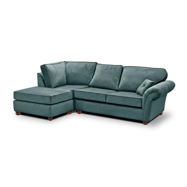 Modulares Ecksofa Lila Mercer41 Polsterfarbe: Petrolblau, Ausrichtung: Links ausgerichtet on Productcaster.