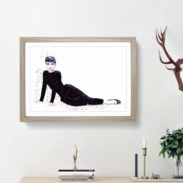 Audrey Hepburn in Abstract - Picture Frame Painting Print East Urban Home Frame Option: Oak Framed, Size: 27cm H x 36cm W x 2cm D on Productcaster.