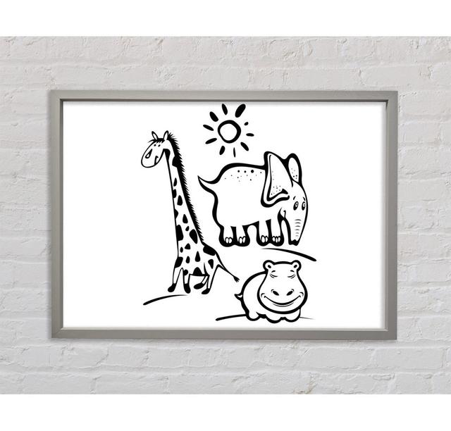 Animals Under The Sun Framed Print - Picture Frame Graphic Art on Canvas Isabelle & Max Colour: White, Format: White Framed Canvas, Size: 84.1cm H x 1 on Productcaster.