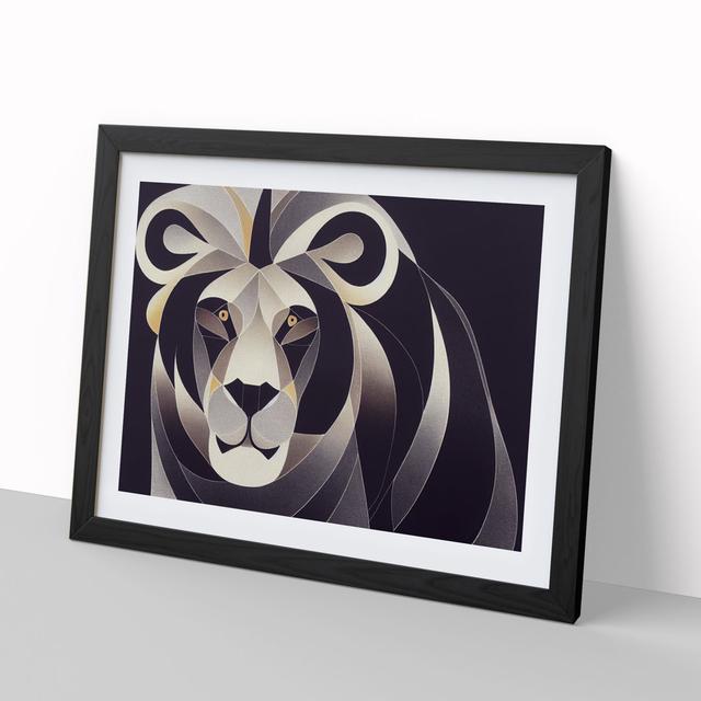 Cosmopolitan Abstract Lion - Picture Frame Graphic Art Metro Lane Size: 46cm H x 64cm W x 2cm D, Frame Colour: Black on Productcaster.