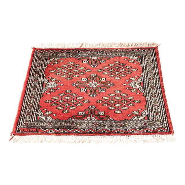 One-of-a-Kind Akeriah Hand-Knotted 62cm x 63cm Square Wool Area Rug in Red/Beige/Green Latitude Vive on Productcaster.