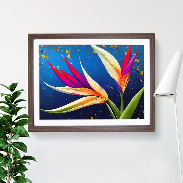 Bird of Paradise Flower Splash Vol.5 - Picture Frame Graphic Art Bay Isle Home Size: 25cm H x 34cm W x 2cm D, Frame Option: Oak on Productcaster.