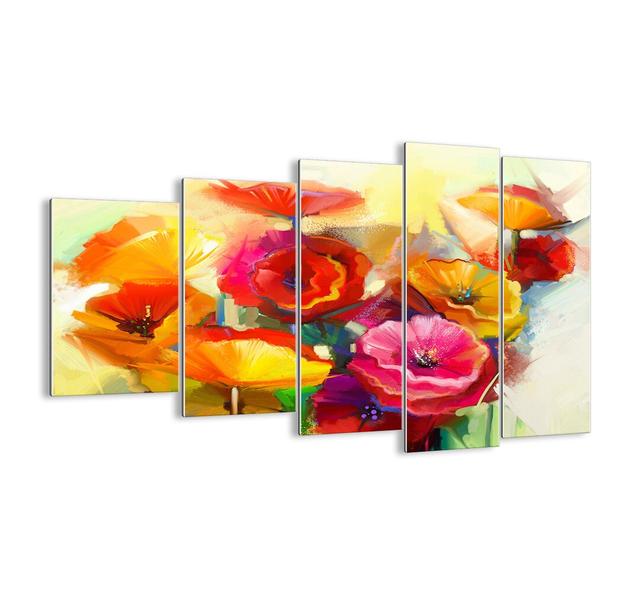 'Not Just Red' - 5 Piece Painting Print Set on Glass Brayden Studio Size: 100cm H x 150cm W x 1.8cm D on Productcaster.