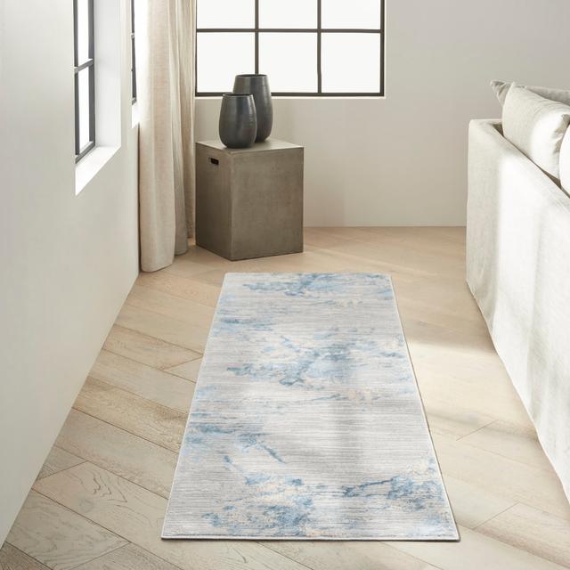 Pyrrhos Blue/Grey Rug Ivy Bronx Rug Size: Runner 27 x 87cm on Productcaster.