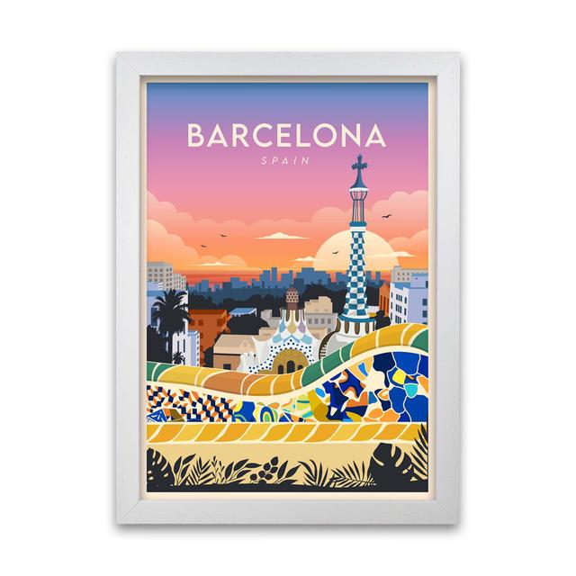 Barcelona Travel by Pryzm Posters - Print ClassicLiving Format: White Framed, Size: 33cm H x 24cm W x 5cm D on Productcaster.