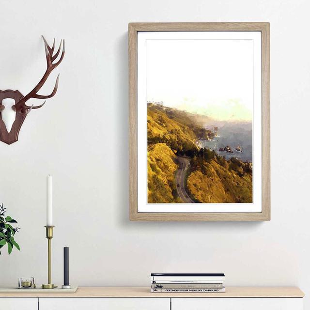 Big Sur Drive in California in Abstract - Picture Frame Graphic Art Print on MDF East Urban Home Size: 36cm H x 27cm W x 2cm D, Frame Option: Oak Fram on Productcaster.