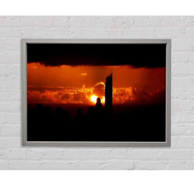 Orange City Dusk - Single Picture Frame Print Brayden Studio Format: Light Grey Framed Canvas, Size: 59.7cm H x 84.1cm W x 3.3cm D on Productcaster.