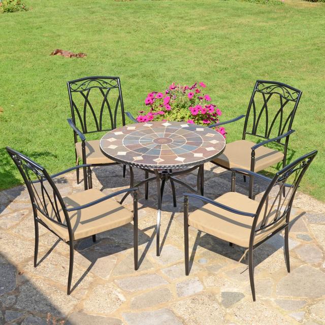 Granada 4 Seater Dining Set with Cushions Rosalind Wheeler on Productcaster.