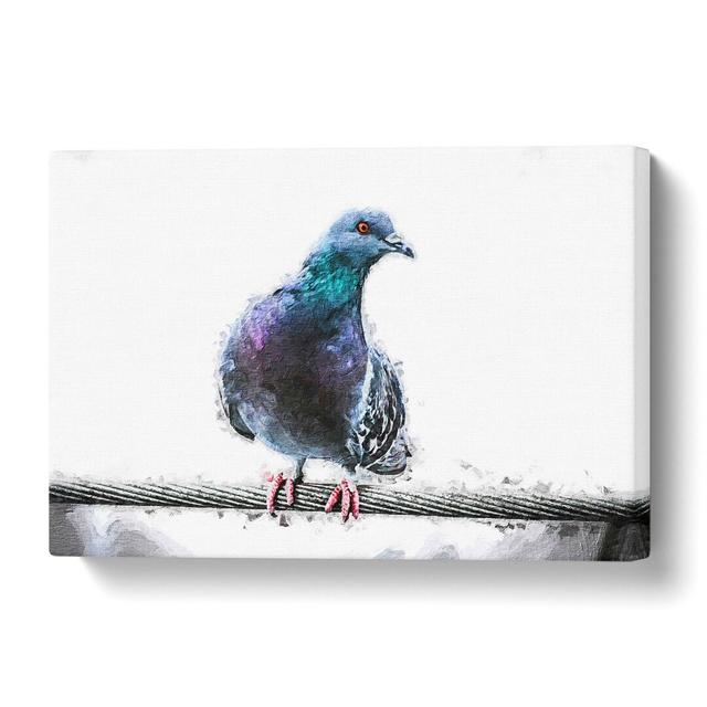 'Pigeon Bird on a Wire' Painting on Wrapped Canvas East Urban Home Size: 35.6 cm H x 50.8 cm W on Productcaster.