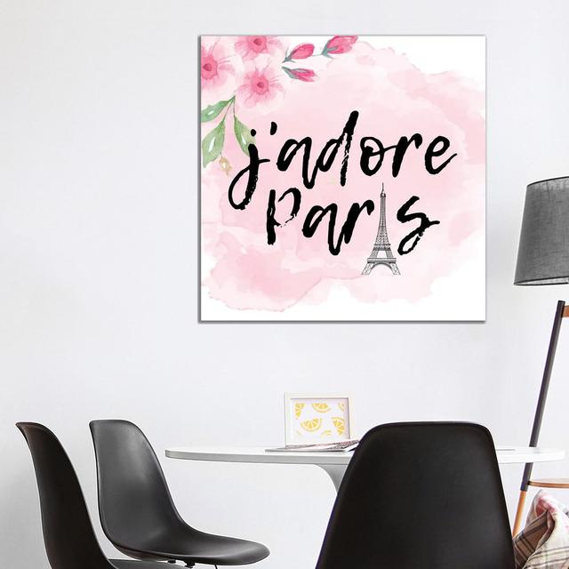 Paris Butterflies II by Kimberly Allen - Wrapped Canvas Typography ClassicLiving Size: 93.98cm H x 93.98cm W x 3.81cm D on Productcaster.