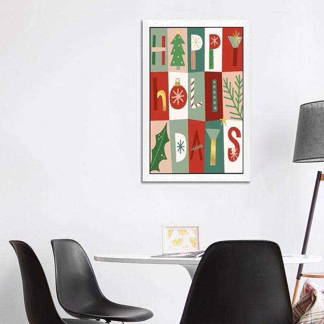 Happy Holidays I by Caroline Alfreds- Typography Print on Canvas The Seasonal Aisle Size: 66.04cm H x 45.72cm W x 3.81cm D, Frame Option: White Framed on Productcaster.