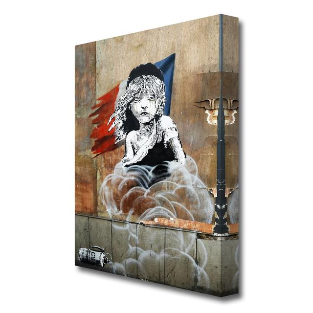 French Embassy Portrait Banksy - Wrapped Canvas Graphic Art Print East Urban Home Size: 142.2 cm H x 101.6 cm W x4.4cm D on Productcaster.