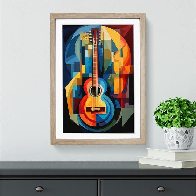 Electric Guitar Cubism No.2 - Print Metro Lane Format: Oak Framed, Size: 46cm H x 34cm W on Productcaster.