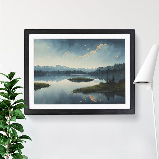 Watercolour Lake - Picture Frame Graphic Art 17 Stories Frame Colour: Black, Size: 46cm H x 64cm W x 2cm D on Productcaster.